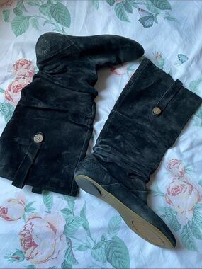UGG Black Suede Women's Mid-Calf Slouch Boots